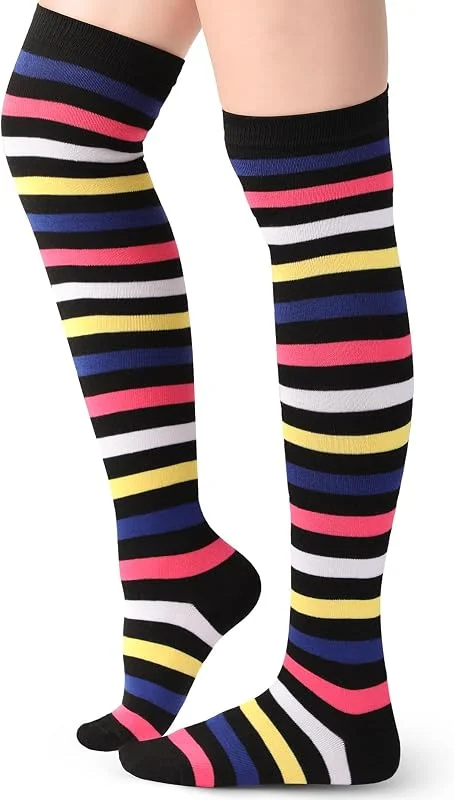 Blulu Calcetines hasta la Rodilla a Rayas para Mujer — Ropa Navidad
