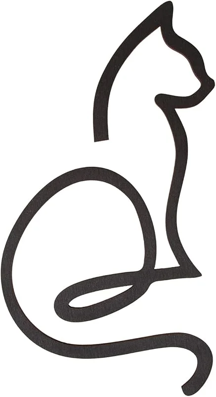 Visita la tienda de Logbuch-Verlag Silueta de Gato para Colgar: Figura Gato Decorativa de Madera, decoración Pared Interior Estilo One Line, Adorno Puerta y Ventana, Regalo Amantes de los Gatos, Color Negro, 29 × 16, 5 cm — Decoracion Navidad