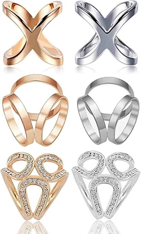 XHBTS 6 piezas de anillo de bufanda clip de metal broches chal joyas para bufandas y pañuelos — Ropa Navidad