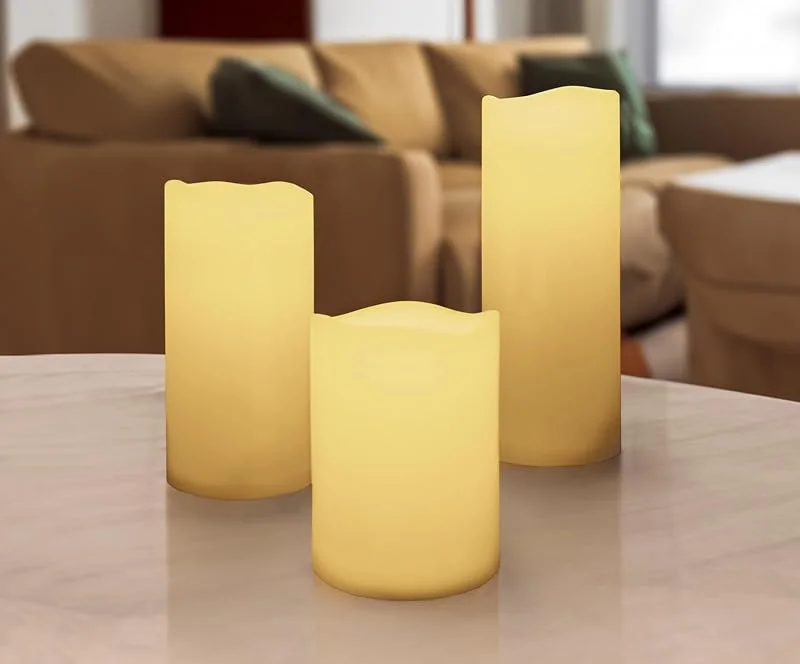 Spetebo Juego de 3 velas LED con temporizador, 20 cm, 15 cm, 10 cm — Luces Navidad