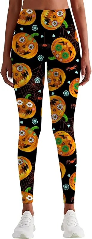 Rave on Friday Mujeres Leggins Patrón de Navidad Pantalones de Yoga Deportivos de Cintura Alta Gimnasio Elástico Elegante Slim Fit Skinny Entrenamiento atlético Pantalones para Correr Medias S-XL — Ropa Navidad