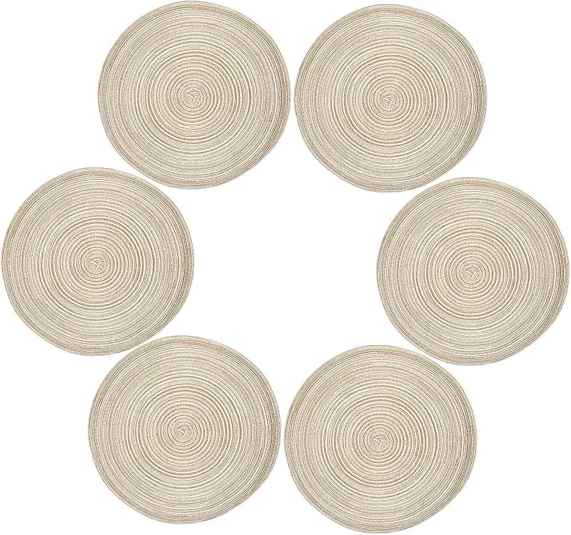 Diealles Manteles Individuales, 6 Piezas Salvamanteles Individuales Color Café, Manteles Individuales Redondos, Individuales Mesa Lavables para La Mesa de Cocinaa — Hogar y cocina