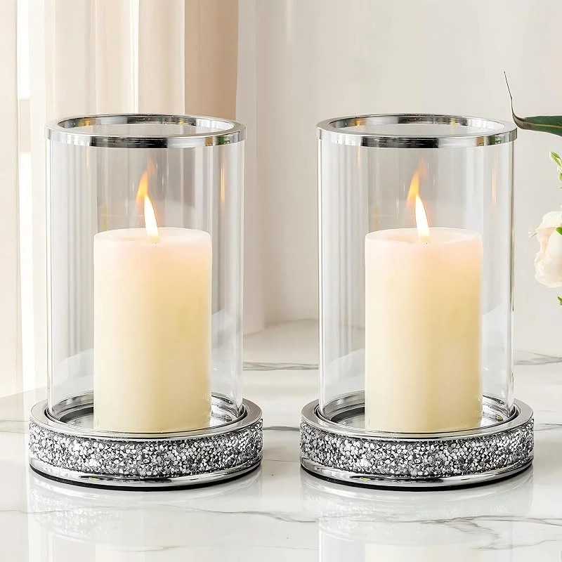 Enjinkail Portavelas Hurricane, soporte de pilar con panel de vidrio templado — Decoracion Navidad