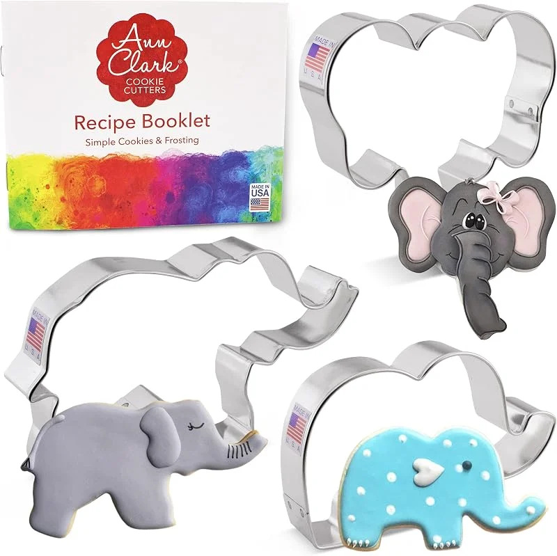 Visita la tienda de Ann Clark Cookie Cutters Ann Clark - Juego de cortadores de galletas de elefante, 3 unidades, fabricado en los Estados Unidos — Hogar y cocina