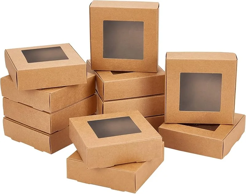 Visita la tienda de NBEADS NBEADS 24 Cajas de Regalo de Camello, Navidad Cajas de Papel Plegables Cajas de Regalo Kraft con Ventana para Regalos de Fiesta, Regalos de panadería y Embalaje de joyería, 9.9x9.6x3.5cm con Acabado — Envoltorio regalo