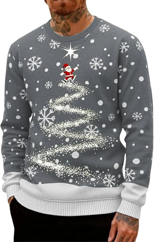 Generisch Jersey de Navidad para hombre Ugly Christmas Sweater Cuello Redondo Manga Larga Jersey Navidad — Ropa Navidad