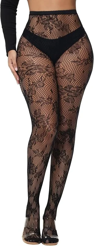 Visita la tienda de XIUSEMY XIUSEMY Medias sexis de red para mujer, medias estampadas, medias hasta el muslo, medias negras de encaje, medias de encaje — Ropa Navidad