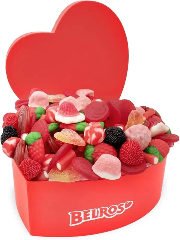 Visita la tienda de BELROS BELROS Pack 1, 5kg de Gominolas y Chuches. Caja Forma de Corazón. Idea para Regalo Romántico, Dia del Padre, Ideal para Parejas, Dia de la Madre. Ocasión Especial. Surtido de Dulces — Envoltorio regalo