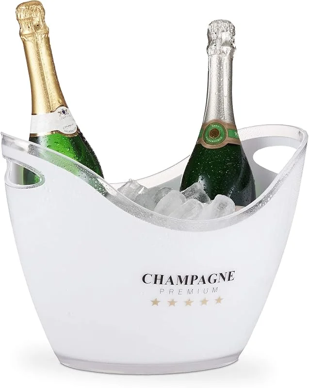 Visita la tienda de Relaxdays Relaxdays Champanera 6 Litros, Enfriador Champán, Cubo Botellas Vino, Cerveza, Plástico, 25, 5 x 34, 5 x 26 cm, Blanco — Vino y mesa festiva