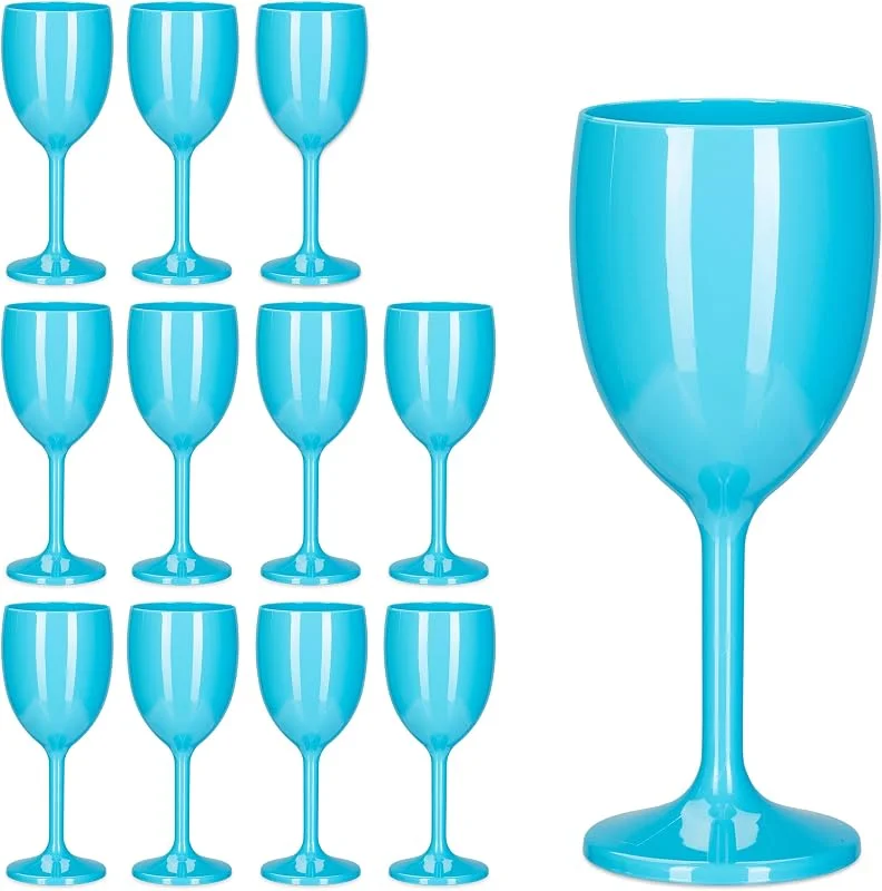 Visita la tienda de Relaxdays Relaxdays Copas Vino de Plástico en Set de 12, Irrompibles y sin BPA, 250 ml, Vasos Camping Reutilizables, Turquesa — Vino y mesa festiva