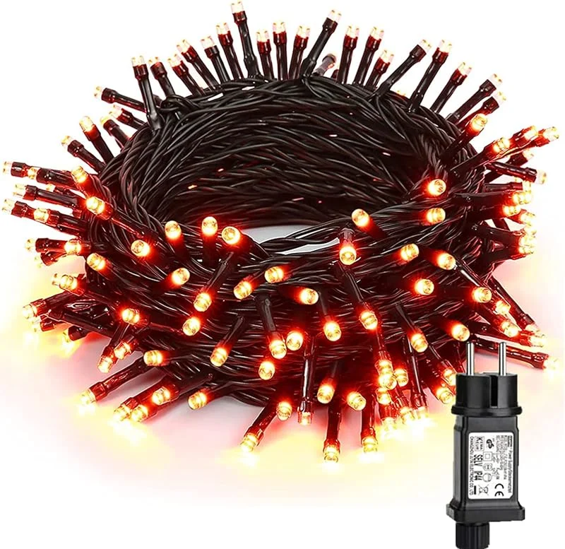 BrizLabs Otoño Decoracion Guirnalda Luces, 20m 200 LED Naranja Halloween Cadena Luces Jardín 8 Modos Impermeable Luces Led Exterior Interior Navidad Decoración for Bodas Fiestas DIY Thanksgiving — Luces Navidad