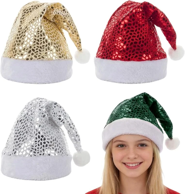 Genérico Gorro Papá Noel para Adultos 4 Piezas Tocados para Cabeza con Lentejuelas — Ropa Navidad