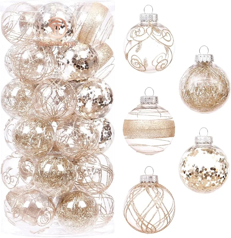 Visita la tienda de Sea Team Sea Team 30 Bolas Navidad Transparentes irrompibles 60mm champán — Decoracion Navidad