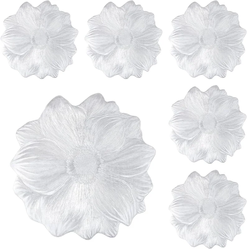 komforbaa Juego de 6 Manteles Individuales Plateados y Redondos, Salvamanteles de PVC Antimanchas y Antideslizantes, Alfombrillas de Mesa Lavables con Brillo Metálico para Cocina 39cm — Hogar y cocina