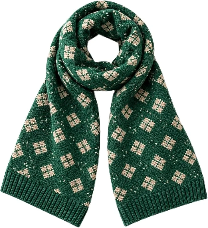 JOVYTH 1 Bufanda de Navidad a Cuadros – Bufanda Verde a Cuadros con Motivo Navideño – 160x21 cm – para Mujer, como Accesorio para Mercados Navideños y Fiestas — Ropa Navidad