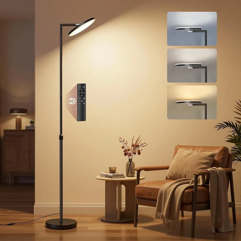 Visita la tienda de VASAGLE VASAGLE Lámpara de Pie LED, 36 W, Altura Ajustable, Cabezal Orientable — Adviento y mesa