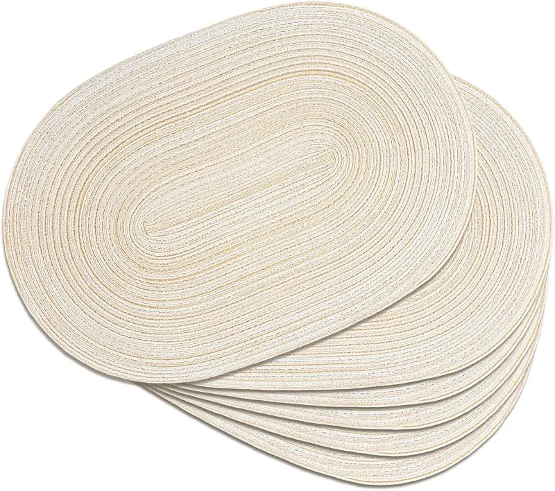 Noctiflorous - Juego de 6 de manteles Individuales ovalados Trenzados, Antideslizantes, Lavables, Resistentes al Calor, para Comedor, Cocina, Fiesta, decoración de Mesa, 30, 5 x 45, 7 cm, Beige 11 — Hogar y cocina