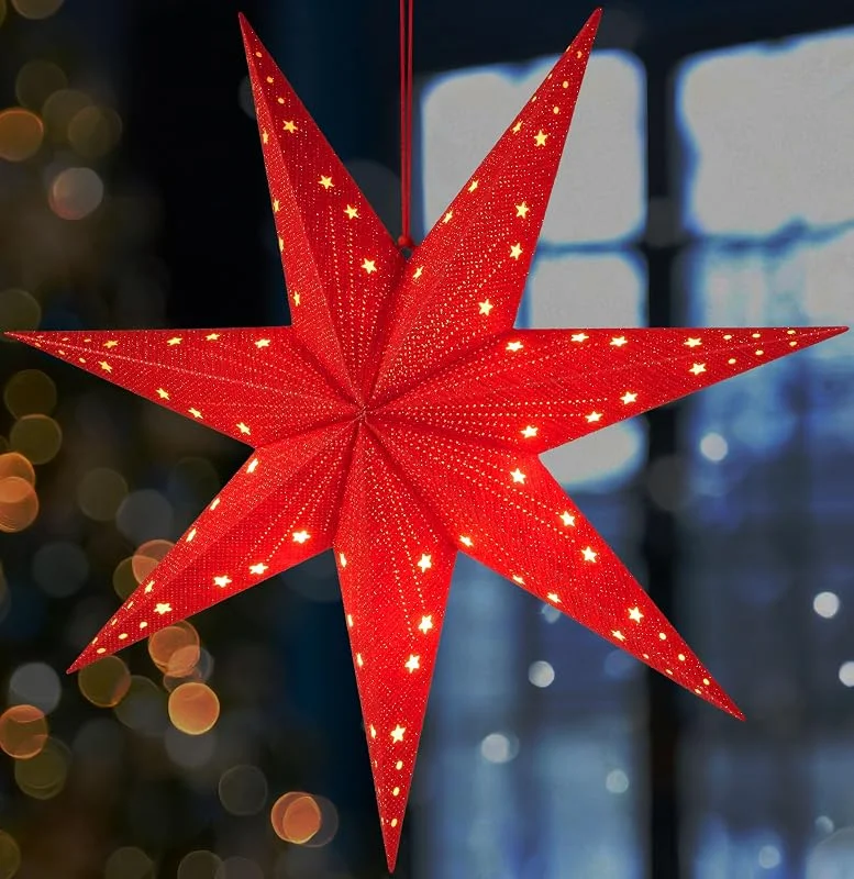 Visita la tienda de BRUBAKER BRUBAKER Estrella de Navidad para colgar con portalámparas E14 — Decoracion Navidad