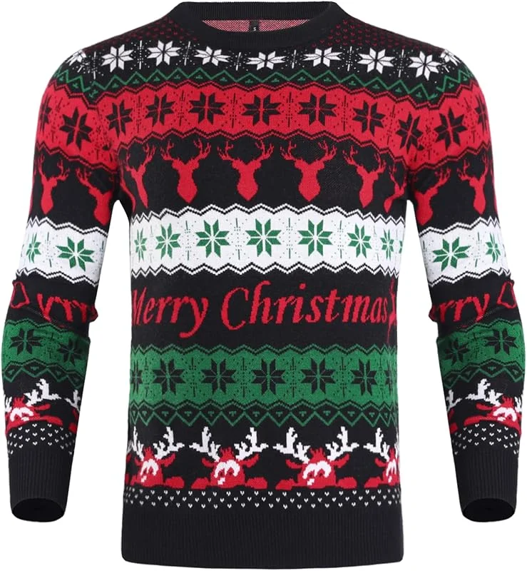 Visita la tienda de iClosam iClosam Suéter Navidad Unisex de Punto con Cuello Redondo para Invierno — Ropa Navidad