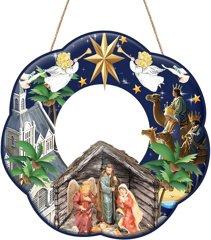 CANIPHA Letrero de Corona navideña de Familia, Suministros para Coronas navideñas para Puertas, Decoraciones navideñas Colgantes, Decoraciones para Puertas de Entrada para Festivales — Decoracion Navidad