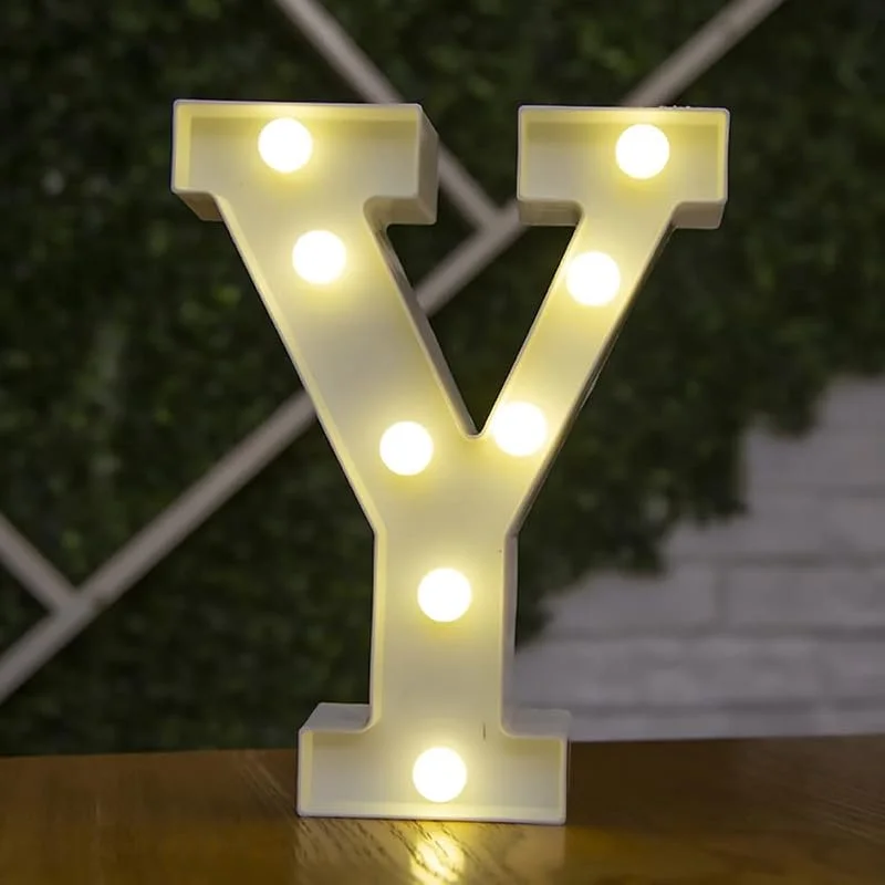 Tiardey Luces de Letras con Forma de símbolo LED, lámparas de Mesa de plástico con Forma de Alfabeto, Fiesta de Cumplea?os, Boda, decoración para Colgar en la Pared del hogar Todos los días-Y — Cena a la luz de velas