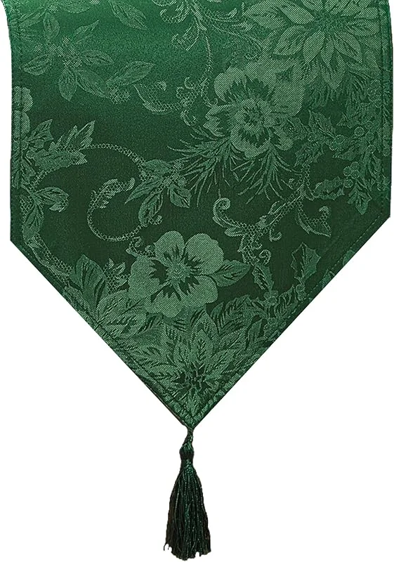 Threadmade Elrene Home Fashions Camino de Mesa Jacquard navideño, poliéster, Verde, 13 x 70 Pulgadas — Hogar y cocina
