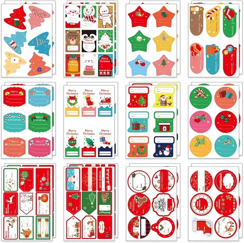 Lotbun Navidad Autoadhesiva Regalo, Santa De Muñecos De Nieve Navidad árbol Ciervo Navidad Pegatinas Navidad Para Regalos Para Festival Decorativas Etiquetas Pegatinas (162) — Envoltorio regalo
