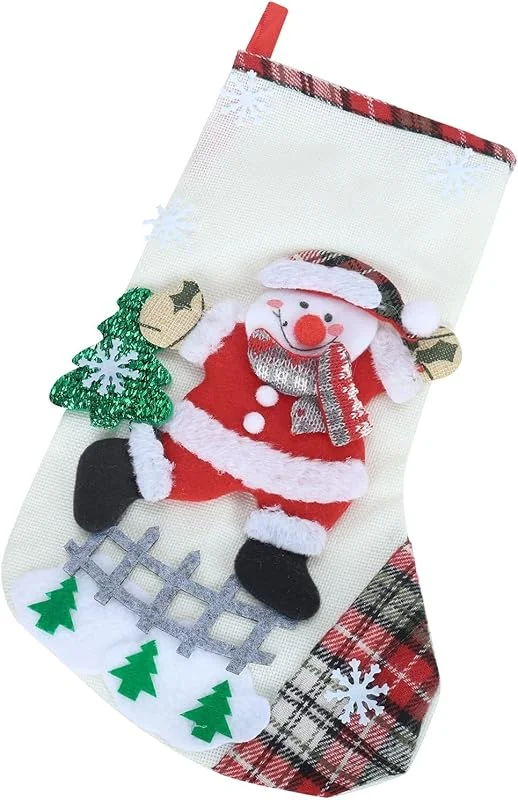 Generic Calcetines de Navidad de tela como bolso colgante decorativo para acentos festivos de fiesta con encantador diseño de caricatura en rojo (B, talla única) — Decoracion Navidad