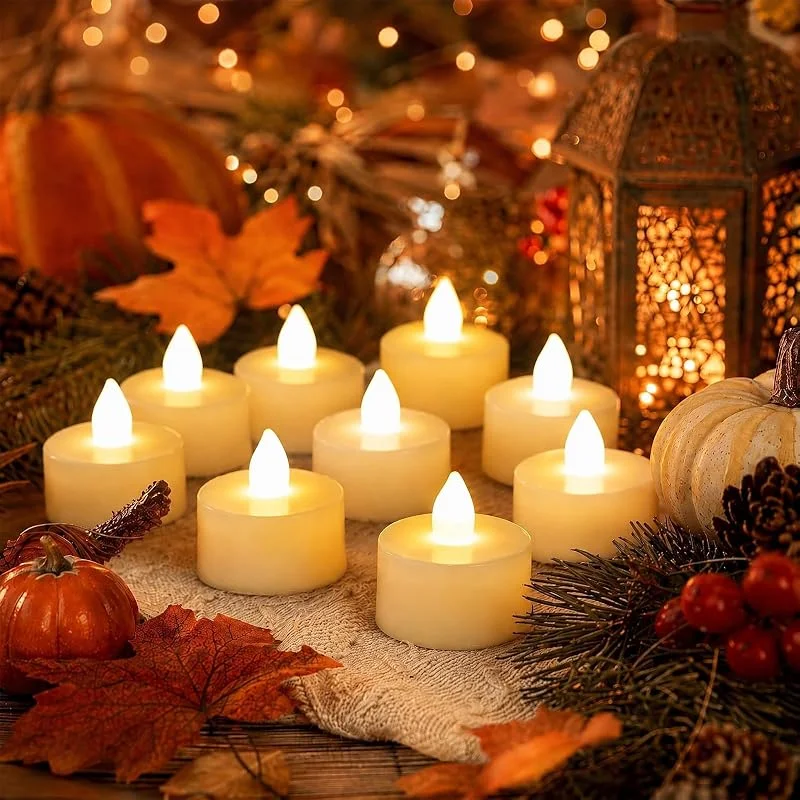Mepham LED Tealighter von Lámparas eléctricas de 24 piezas y velas led, realistas con temporizador, alimentadas por batería. Perfecta decoración para la boda, fiesta y Navidad. — Cena a la luz de velas