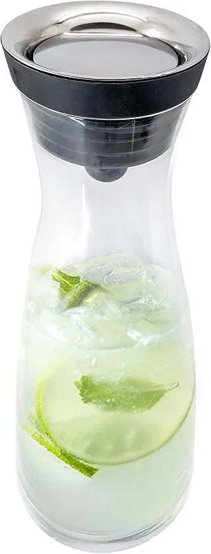 Visita la tienda de VB VIN BOUQUET Vin Bouquet Fia 528 Tarro de Cristal para Verter Agua, Vino, Limonada. con Sistema de Cierre automático. 1 litro de Capacidad, Original, Acero Inoxidable — Vino y mesa festiva