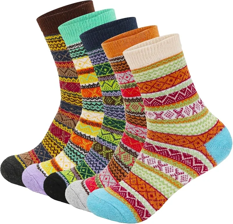 MorLuks Calcetines Mujer Invierno, 5 Pares Calcetines Térmicos, Calcetín Nórdicos Coloridos, Calcetín Cálidos Suaves para Navidad Año Nuevo San Valentín Cumpleaños Regalo — Decoracion Navidad