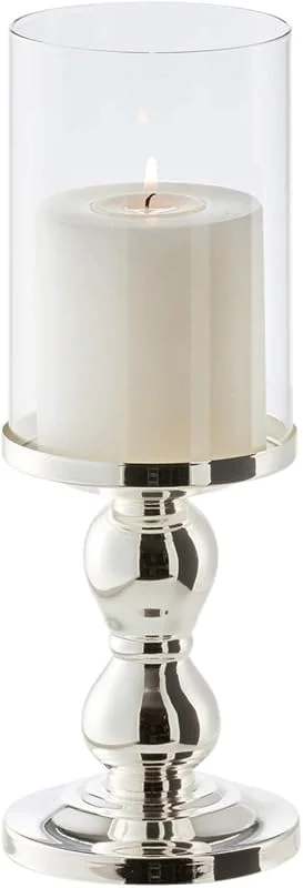 Visita la tienda de EDZARD EDZARD Farol portavelas Mascha (H 28 cm), plateado, cilindro de cristal — Cena a la luz de velas