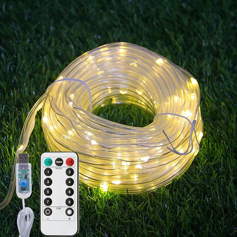 Visita la tienda de ZVO ZVO Cadena de Luces Tira LED USB Interior, 10m 100 LED USB Guirnalda Manguera, 8 Modos Iluminación Luces de Cuerda Impermeable para árbol de Navidad Fiestas Casa Jardín Decoración(Blanco Cálido) — Luces Navidad