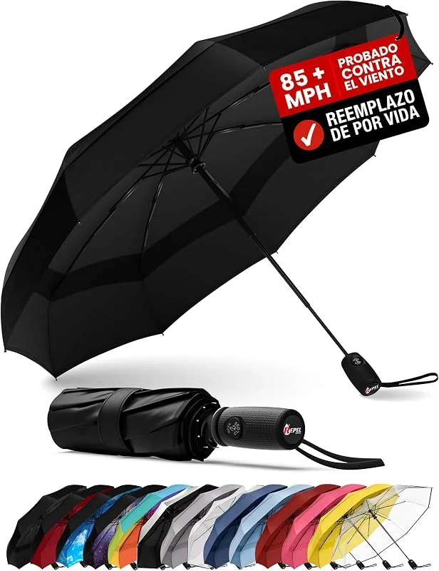 Visita la tienda de Repel Umbrella Repel Paraguas plegable Antiviento y - Apertura automática fácil - Paraguas Grande, Guarda Chuva Compacto y Duradero, Estructura de Fibra de Vidrio Resistente - Cabe en una Mochila o Bolso — Ropa Navidad