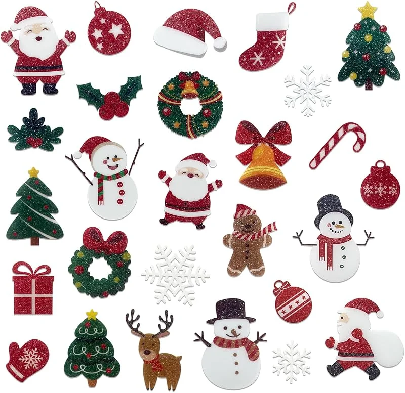 JOYEASE Set de pegatinas de Navidad, 270 pegatinas brillantes de Navidad, Adhesivos navideños autoadhesivos de motivos variados para paquetes, cartas y regalos (10 hojas) — Envoltorio regalo