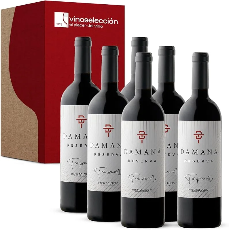 Visita la tienda de VINOSELECCION Damana Reserva 2021 Vino Tinto D.O. Ribera del Duero 6 Botellas x 75 cl — Vino y mesa festiva