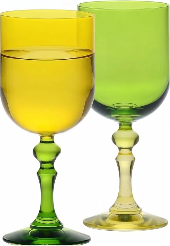 Visita la tienda de Krosno Krosno Copas de Vino Amarillo-Verde, Juego de 2, 300 ml, Colección Bubble — Vino y mesa festiva