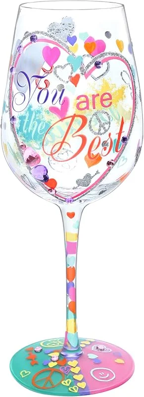 Visita la tienda de NymphFable NymphFable Copa de Vino Pintada a Mano Eres el mejor Copa de Vino Tinto 15oz Regalo para Familia o Amigo — Vino y mesa festiva