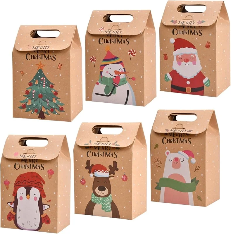 Volumoon 24 Bolsas Navideñas de Papel Kraft, Bolsas de Detalle para Celebraciones, Papiertüten — Envoltorio regalo