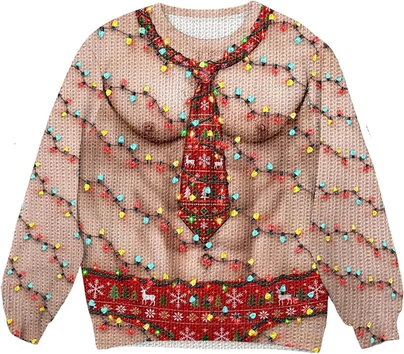 PINTUTU Jersey Navideño para Hombre Estampado 3D Novedoso Estilo Extravagante Sudadera con Capucha Divertida Cómodo — Ropa Navidad