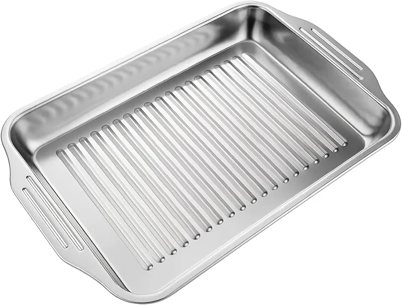 Visita la tienda de Space Home Bandeja de Horno 36 x 27 cm de Acero Inoxidable - Calor Uniforme, hasta 230 °C - Rustidera para Asar, Hornear y Gratinar - Comidas Familiares y con Amigos - Fuentes de Horno Universal para Asar — Hogar y cocina