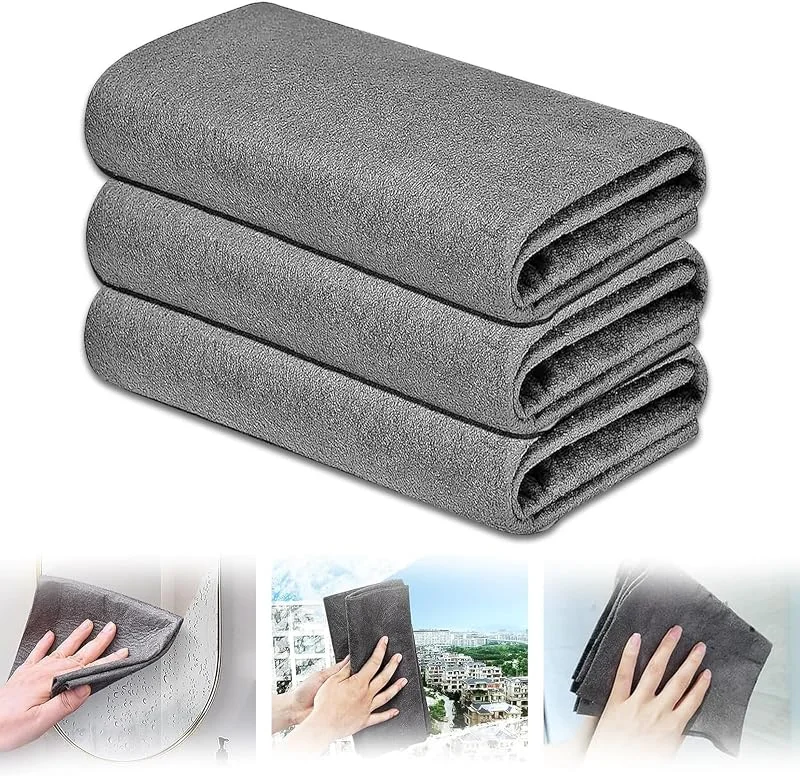 YAGE Paños de Limpieza mágicos, 3 Trapos de Limpieza de Vidrio Reutilizables, súper Suaves, de Primera Calidad, sin Rayas, Lavable, para el hogar, Cocina, Coches, Ventanas (Gris) — Vino y mesa festiva