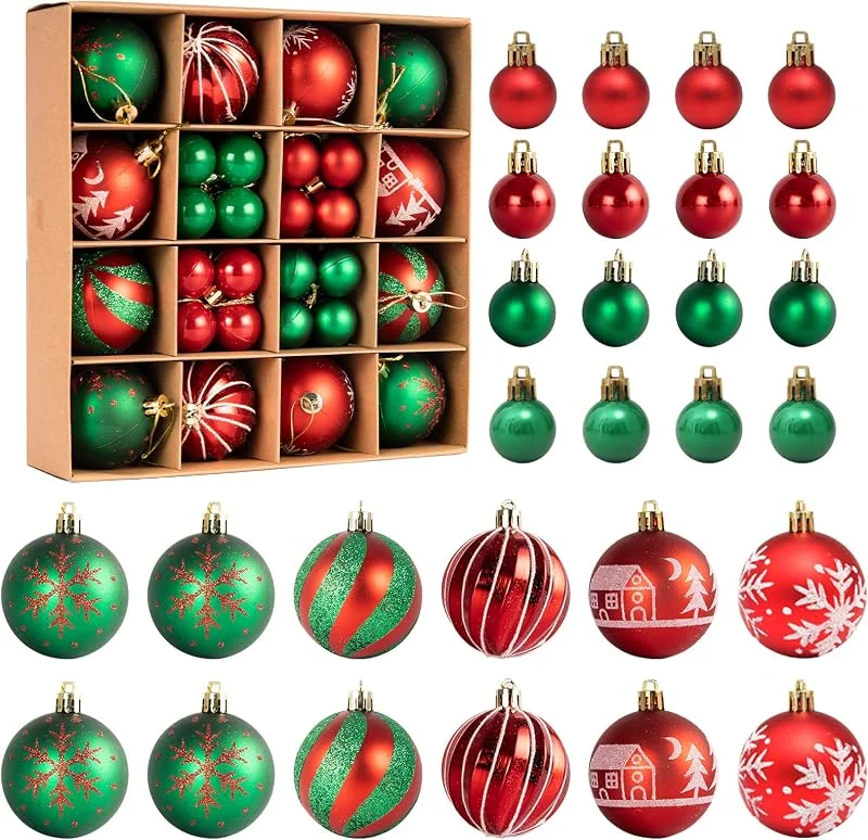OCCOUMR 44 Piezas Bolas Arbol de Navidad, Bolas de Navidad Rojo, Bola Navidad Personalizada, para Decoración Navideña de Arboles de Navidad, Verde, Rojo — Decoracion Navidad