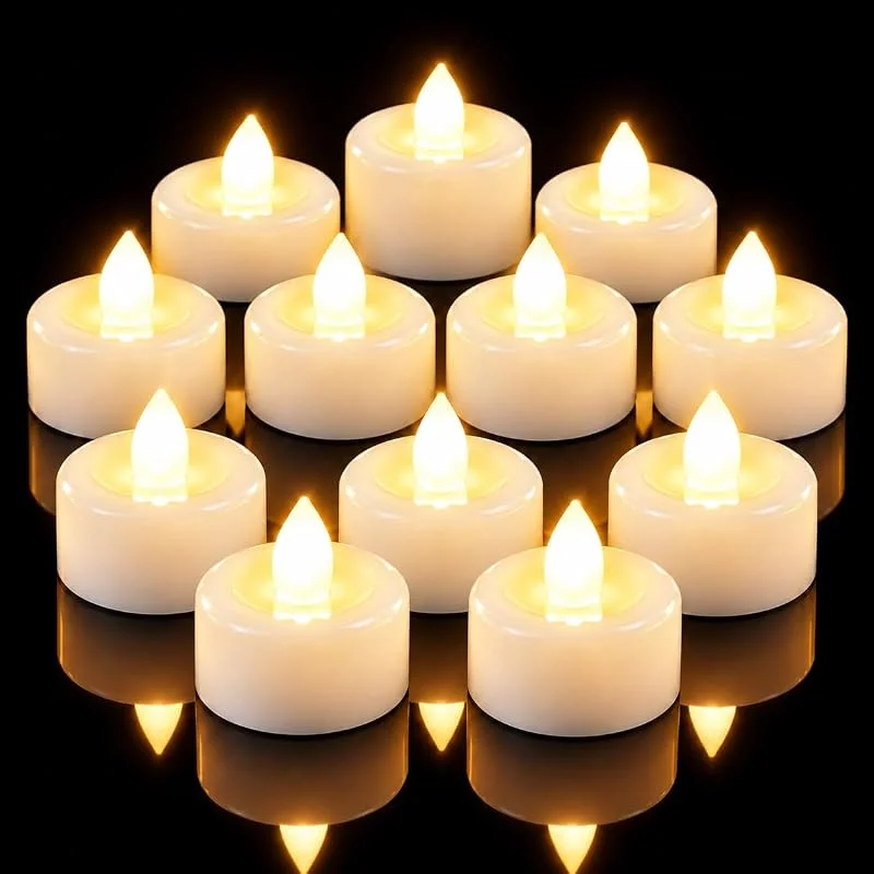 CNMTCCO Juego de 12 Velas de Tealight LED Sin Llama con Pilas — Luces Navidad