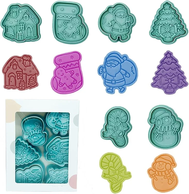 Visita la tienda de Yealoo 6 moldes para galletas de Navidad, galletas de Navidad, galletas, galletas 3D, moldes de plástico con cartón — Hogar y cocina