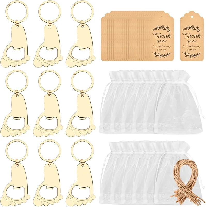 YILANJIN Abridor de Botellas, 10 Piezas Abrebotellas Aleación de Zinc con Bolsas, Abridores de Botellas para Fiesta de Bebé, Pequeña Abridor de Cerveza Metalico para Cumpleaños, Baby Shower, Fiesta — Vino y mesa festiva