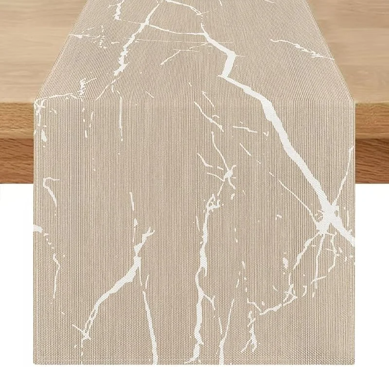 Miuyunya Camino de Mesa Beige Marrón Vintage Rústico 40 x 140 cm Camino de Mesa Moderno Primavera Verano Rectangular Caminos para Mesas Decoración para Interior y Exterior Vacaciones Fiesta Café — Hogar y cocina
