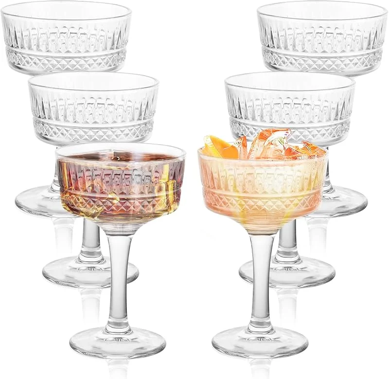 LDXDRU Juego de 6 copas de champán, copas vintage coupé de 260 ml, copas de champán, copas de champán, copas de café expreso y martini, copas de cóctel para despedidas de soltera, ocasiones festivas y — Vino y mesa festiva