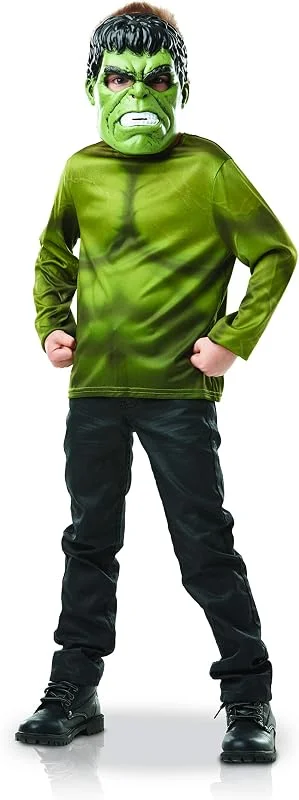 Visita la tienda de Rubies Rubies - Disfraz oficial para niño superhéroe Marvel a elegir: Hulk, Black Panter, Spiderman, un top clásico impreso + máscara de plástico, talla única 5-8 años — Ropa Navidad