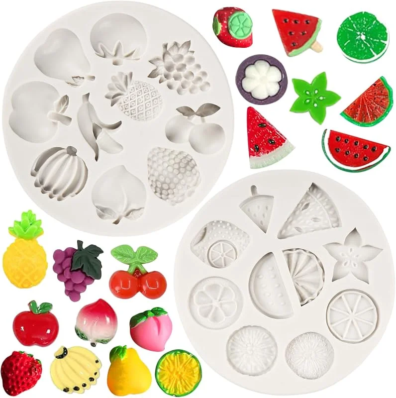 MYPRACS Molde de silicona para fondant, sandía, limón, fresa, juego de 2 — Hogar y cocina